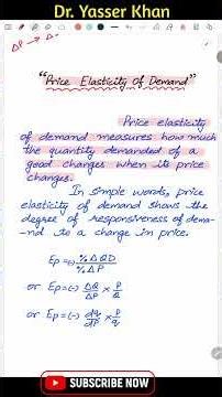 Price Elasticity Of Demand | Elasticity Of Demand | Microeconomics #dryasserkhan UGC Economics