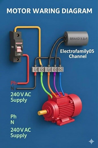 Motor Wiring Diagram | Motor Connections with Capacitor Explained