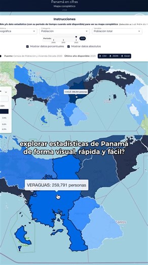 INEC Panamá on Instagram: "El INEC presenta su nueva plataforma de mapas interactivos: Panamá en Cifras Digitales, una herramienta que permite consultar más de 170 variables estadísticas de forma visual, dinámica y gratuita. 📥 Los usuarios pueden filtrar información, descargar datos en formato CSV, JSON o Excel, y generar análisis personalizados con facilidad. Accede a la plataforma aquí 👉 www.inec.gob.pa/mapi #EsOficialLoDiceElINEC #ContraloríaPanamá #PanamáEnCifras"