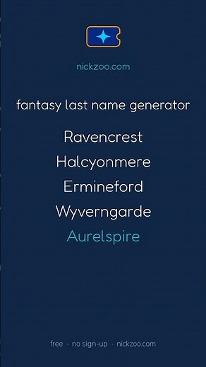 Fantasy last name generator | Free Name Generator #Shorts