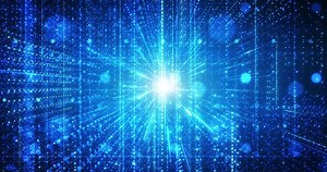 Abstract futuristic cyber scene, sci-fi particle tunnel, technology glowing surface, neon night scene, digital science background 4K animation, virtual reality concept.