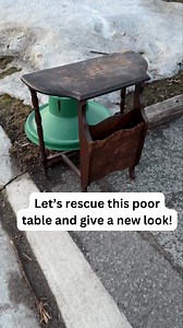 A curbside magazine table is rescued and gets a sweet makeover using paint and adorable decor paper design. #diy #homedecor #furnitureflip #furnituredesign #furniture | Salvaged Inspirations