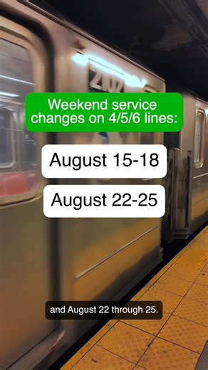 4/5/6 train riders, this one's for you! For the next two weekends, there will be no 4/6 service south of Grand Central-42 St and no 5 service south of E 180 St because of track replacement. For more info and travel alternatives, visit the MTA app and our website: mta.info/lexingtonavline | Metropolitan Transportation Authority - MTA