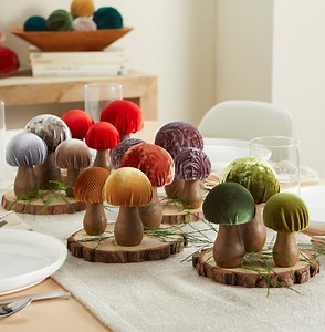 Velvet Mushrooms Set of 3, Mushroom Decor Nature Lover Gift for Women, Colorful Mushroom Tiered Tray, Cottagecore Decor, Wedding, Nursery - Etsy