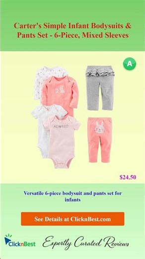 Carter's Simple Infant Bodysuits & Pants Set - 6-Piece, Mixed Sleeves
