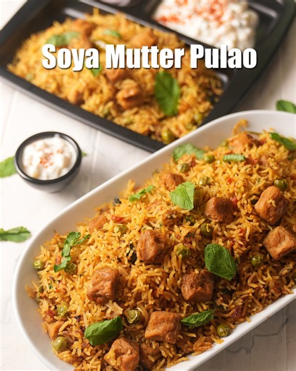 Recipe link: https://www.tarladalal.com/soya-mutter-pulao-38449r soya mutter pulao recipe | Indian soya chunks peas pulao | soya matar pulao | soya chunks pulao | with 35 amazing images. Soya chunks are rich in fibre and proteins and has a lot of health benefits. It is quick to cook, with a protein content equal to that of meat. Pulaos are always a welcome addition to any meal. A pulao can often make a complete one pot meal by itself. It features an interesting combination of soya chunks and gre