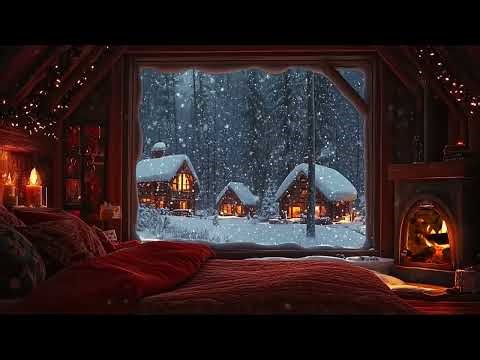 ❄️Winter Cabin Retreat | Blizzard Winds & Cozy Firelight | Relaxing Sleep Meditation Stress Relief