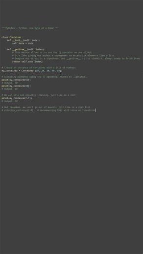 dunder method getitem #python #showcase