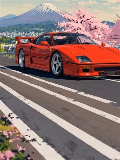 Ferrari F40 in cherry blossom, skysparxx.ai makes anime style images, amazing, woowww