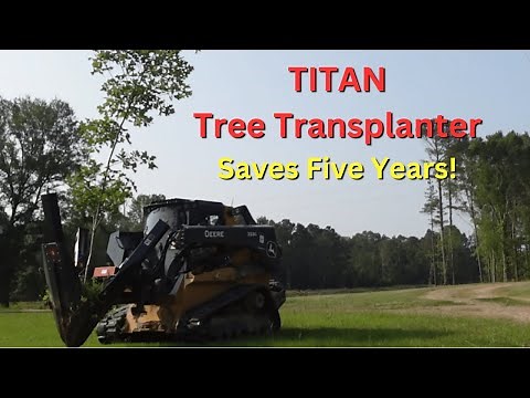 TITAN - Transplanter Tree Spade on a John Deere 333G Skid Steer