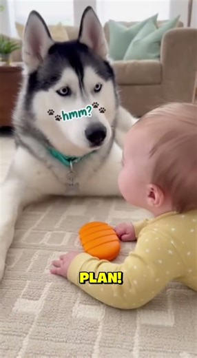 “Baby Talks in ‘Alien Language’ and Husky PANICS 😂👶🐶”#babyshorts