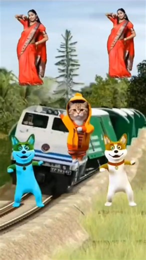 running train line dance by cute girl dog ll#viralshorts #tenge tenge #trending #dog #trendingsound
