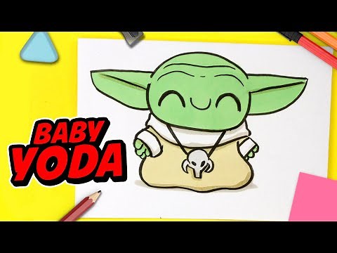 HOW TO DRAW BABY YODA KAWAII 💚 Easy kawaii drawings 💚 Learn to draw with Jape