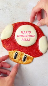2.7M views · 11K reactions | These Super Mario mushroom pizzas are so easy and fun to make. Just cut a tortilla into a mushroom shape, add tomato sauce, mozzarella circles and olives for the eyes, then bake until golden. Finish with a dot of Greek yogurt on each eye and enjoy!#supermariopizza #funfoodforkids #supermario #nintendosnack #creativecooking #funpizzarecipe | The Fast Foodie | Facebook