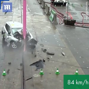 These electric cars are being slammed into poles at more than 50mph! | Daily Mail Video