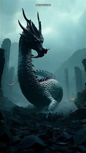 Majestic Xiuhcoatl Serpent Standing in Ruins | Aztec Fire Serpent in Ancient Temple #hailuo