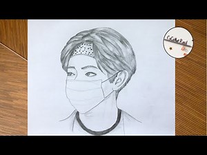 Boy with Mask Drawing Step by Step for Beginners | Pencil Sketch