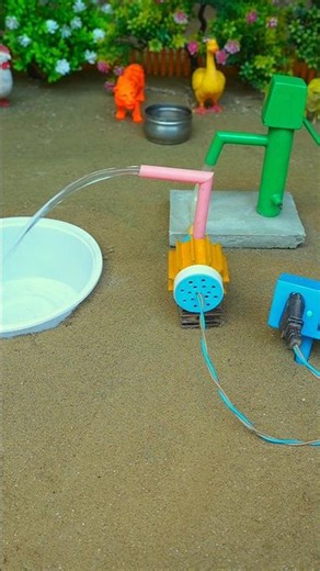 Mini hand pump project water with supply motor drinks goats duck and farm #waterpump #shorts #757