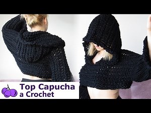 🔝TOP con CAPUCHA a CROCHET media vareta Ideal para PRINCIPIANTES Te encantará! TUTORIAL paso a paso