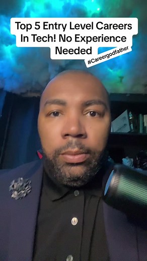 Here’s my top 5 entry level careers in tech. No experience required! #careeradvice #techcareer #techjobs #techsales #techtok #techbootcamp #careerintech #careerist #entryleveljobs #dataanalyst #salesengineer #cybersecurity #qaautomation #careercoach #techcareercoach #technology #careergodfather