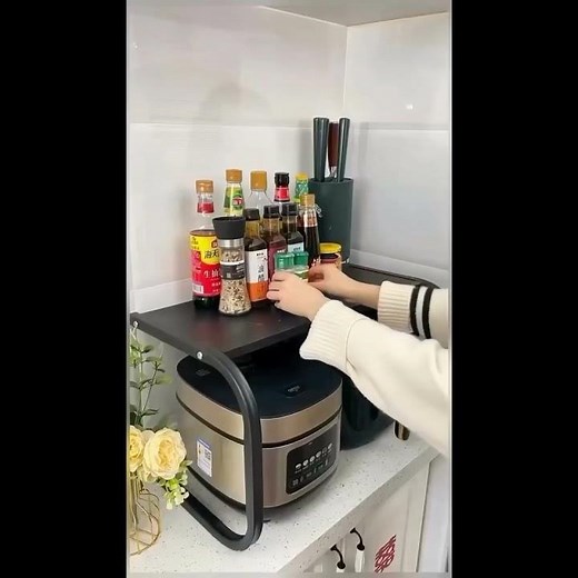 Multi-Purpose Storage Shelf & Microwave Oven Rack – Maximize Your Kitchen Space!