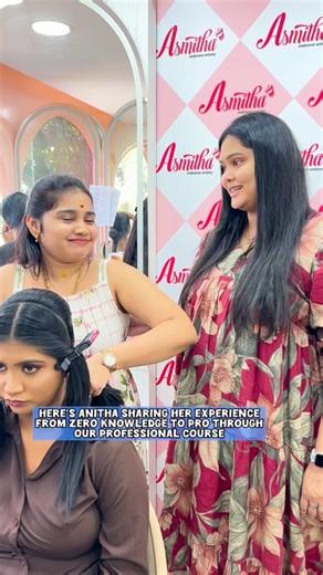 N.D. Asmitha🌟 on Instagram: "Anitha shares her experience of learning with us — starting from zero knowledge and gradually mastering professional techniques through our Pro Course. Structured training, personalised guidance, and continuous practice are what make the difference. Upcoming courses- 💄2-Day Saree & Self-Hairstyling Workshop- Dec 20th & 21st 💄 Offline self makeup session- January 3rd & 4th 💄3-Days Makeup Mastery Workshop- Jan 7th to 9th 💄Weekend Makeover Mastery- Jan 24th 💄2mont