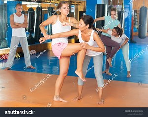 Young Girl Sparring Asian Female Opponent Stock Photo 2120078708 | Shutterstock