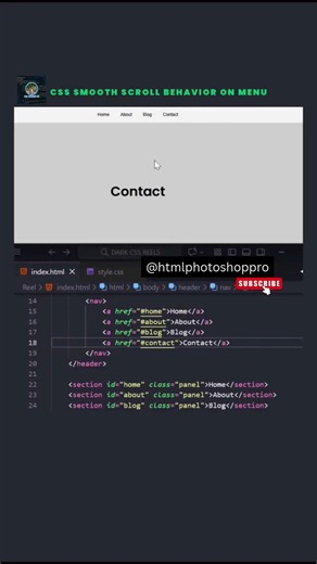 CSS Scroll Behavior on Menu #coding #animated #shortvideo #shorts #shortsvideo