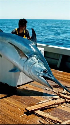 Hooked Swordfish Explodes Onto the Boat — The Blade Nearly Hits the Crew