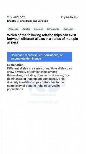 Understanding Allele Relationships in Genetics 12th Biology