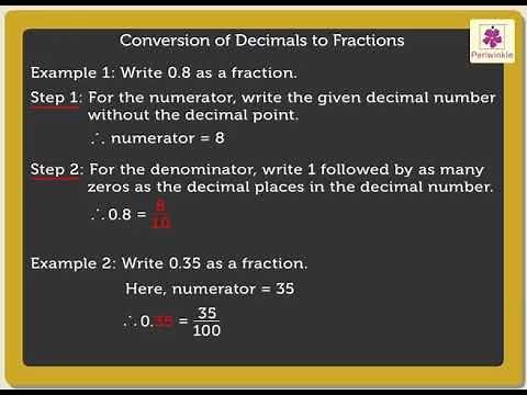 Conversion of Decimals to Fractions | Mathematics Grade 4 | Periwinkle