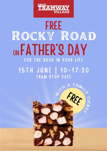 Looking for a unique way to spoil Dad this Father’s Day? 🚋✨ Bring him to the National Tramway Museum on Sunday 15th June and enjoy a brilliant day out together, full of tram rides, heritage charm… and a FREE Rocky Road for every Dad who comes along with a family ticket! 🍫👨 Tickets available now: www.tramway.co.uk/plan-your-visit/tickets 🎟️ | Crich Tramway Village