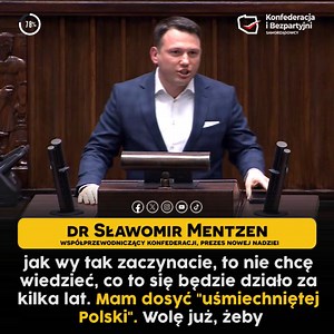 Sławomir Mentzen wrócił do Sejmu z protestu i nie zostawił suchej nitki na uśmiechniętej Polsce Tuska, gdzie atakuje się protestujących pokojowo rolników i wspierających ich posłów! "Przypomina mi to najgorsze czasy poprzednich rządów PO, kiedy policyjni prowokatorzy rozbijali Marsz Niepodległości, bili niewinnych ludzi. Jeżeli tak ma wyglądać praworządność, jeżeli tak ma wyglądać "uśmiechnięta Polska", jak wy tak zaczynacie, to nie chcę wiedzieć, co to się będzie działo za kilka lat. Mam dosyć 