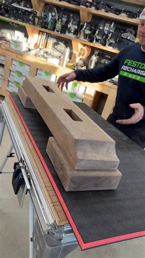 Using the @festoolcanada DOMINO DF 500 to cut some mortises for 10 mm dominos to help with alignment when I go to glue these table base pieces together #festoolpartner | The Dusty Lumber Co.