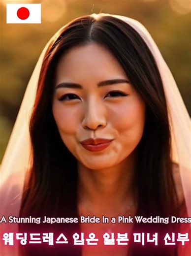 웨딩드레스 입은 일본 미녀 신부, A Stunning Japanese Bride in a Pink Wedding Dress #japanesebride #japanesebeauty