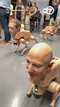Bizarre art installation depicting Musk, Zuckerberg and Bezos as robot dogs goes viral