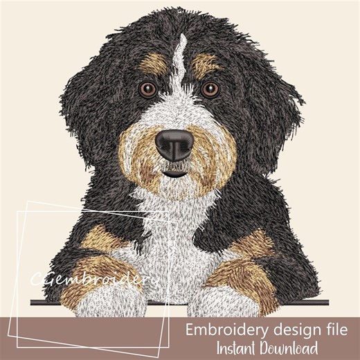 Brown Bernedoodle Embroidery Design, Cute Bernedoodle Mountain Dog Embroidery File, Labradoodle Berne Doodle Dog Lover Machine Embroidery - Etsy