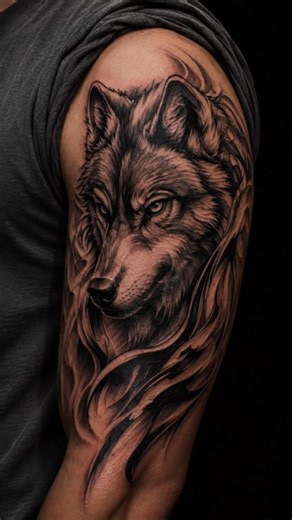 Cool Wolf Tattoo Design