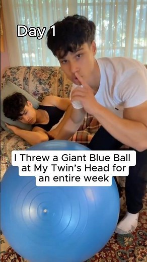 Throwing a Giant Blue Ball at My Twin’s Head for an Entire Week (Prank)