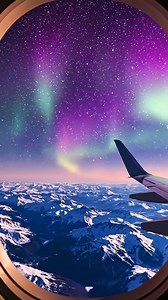 Aurora Lighting Up the Entire Sky: A View from Above 🌌✈️💜 Through the oval frame of an airplane window, a breathtaking aurora borealis unfolds across the night sky in brilliant shades of pink, purple, and golden-orange. The dancing curtains of light cascade over snow-covered mountain ranges far below, creating a surreal spectacle that few are privileged to witness from 30,000 feet above Earth. This is one of nature's most magical displays, captured from the perfect vantage point where weather 