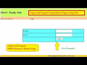 Login, Logout Page Using Master Page, Session, Sql Database in Asp.Net C# | Hindi | Online Classes
