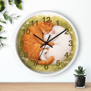 Yin Yang Cat Wall Clock, Silent Orange White Sleeping Cats, Cozy Cottagecore Decor - Etsy