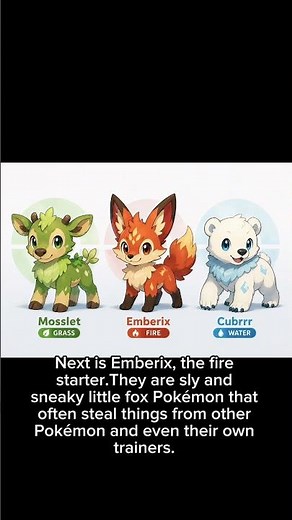 My custom Pokémon region starters! (First stages)