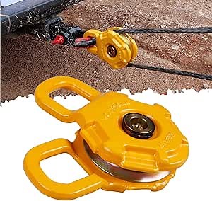 Snatch Block, 77,161 lbs (35T) Breaking Strength, 33,069 lbs (15T) Working Load, Winch Towing Pulley Blocks for Synthetic Rope & Cable Winch Lines, Offroad Recovery Emergency for Tractor, Truck,Yellow