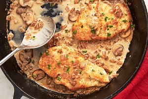Wine And Shrooms Complete This Creamy Chicken Scallopini