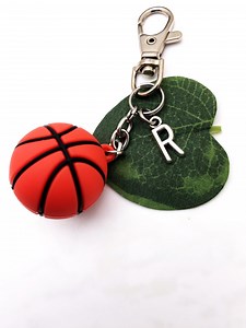 3D Orange BASKETBALL KEYCHAIN With Initial Charm - Soft Basketball Keychain, Zipper Pull or Bag Charm - Etsy