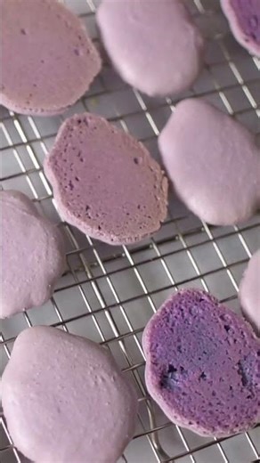 lumpy space princess macarons w/ an ube cheesecake filling 🍠💜 recipe is on my blog, link in bio