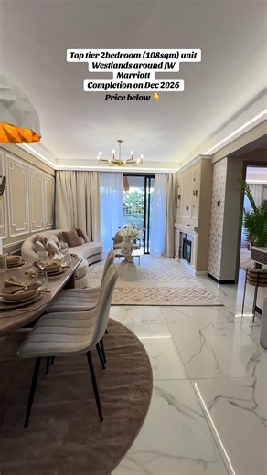 Size: 108sqm/ 1162 sqft Location: Westlands near JW Marriott Price: Ksh 13.5M/ $104,683 Payment plans: Cash, Installments, Mortgage Key Amenities \t•\tSecurity: 24/7 armed security, CCTV, access control \t•\tWater & Power: Borehole water, backup generator \t•\tRecreation: Rooftop gym, children’s play area \t•\tParking: Ample parking, including basement levels \t•\tBuilding: High-speed lifts, modern design, natural light \t•\tIn-Unit (varies): Equipped kitchens, spacious living areas, balconies, 