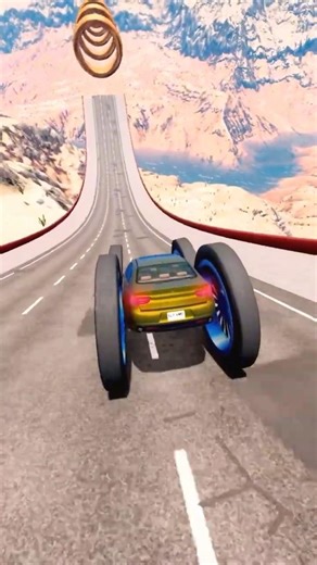 Car jumps off steep bridge #1 - BeamNG drive #shorts