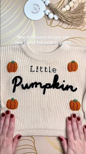 Little Pumpkin Halloween embroidered sweater for kids, learn embroidery, DIY Kits, beginner kits